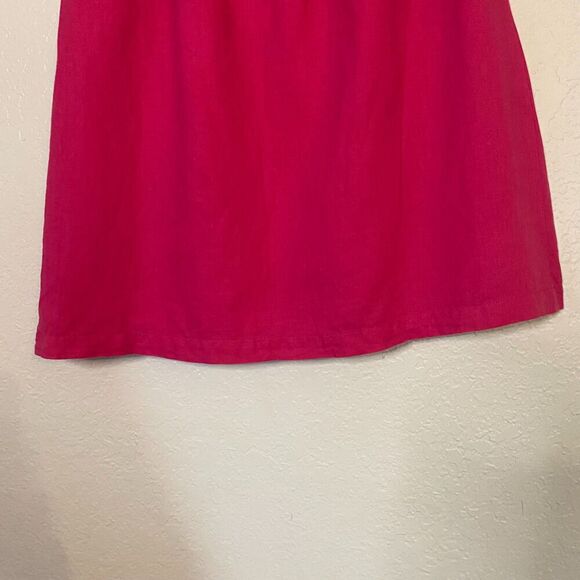 J Crew | Hot Pink Linen/Cotton A Line Skirt with Tie Belt - Picture 6 of 13